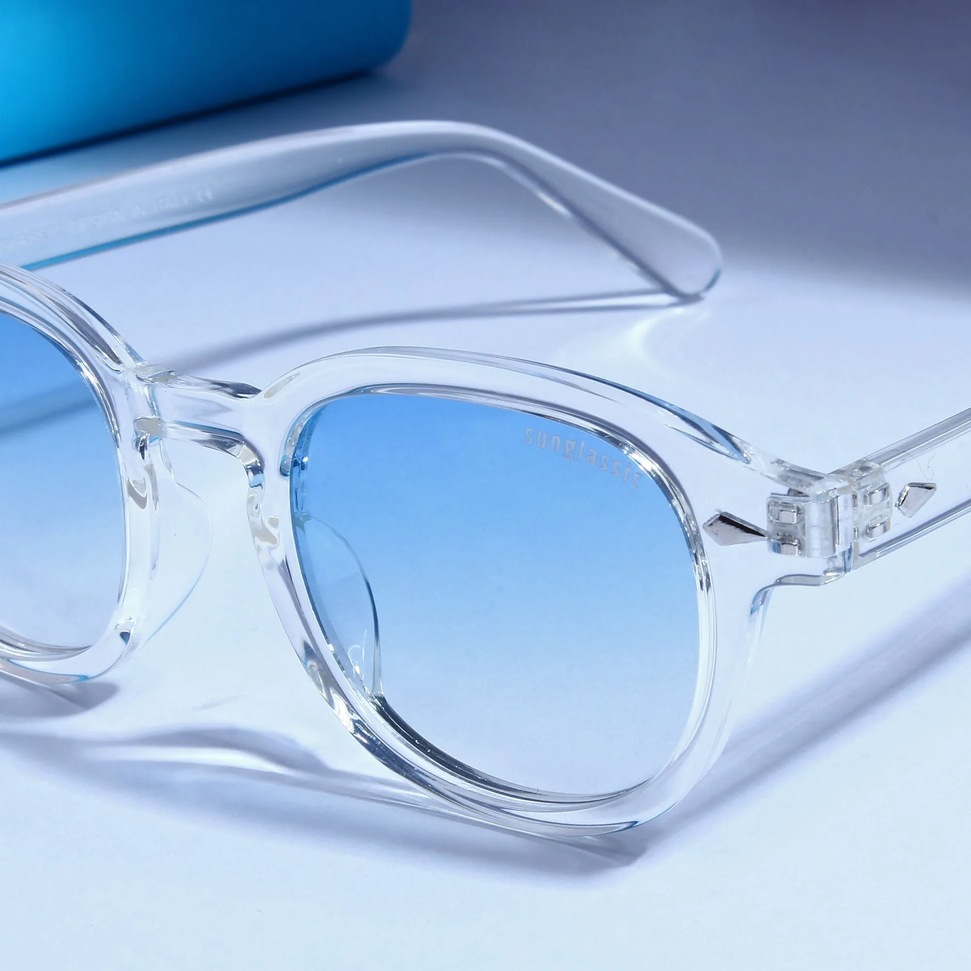 Hustler Clear Blue Gradient Polarized Round Sunglasses