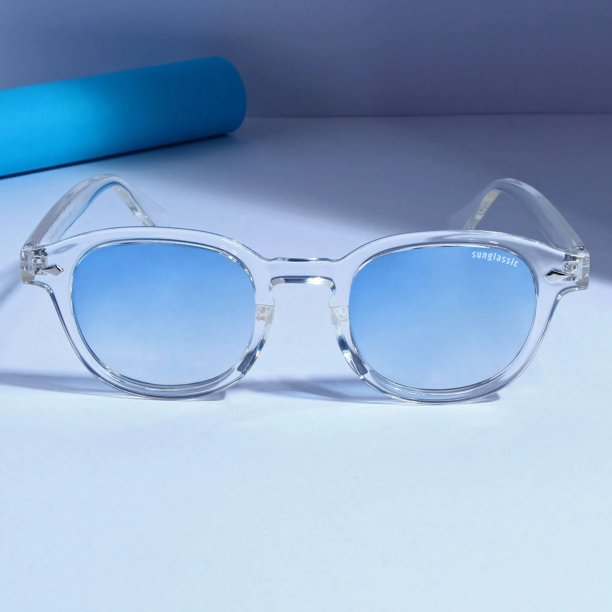 Hustler Clear Blue Gradient Polarized Round Sunglasses