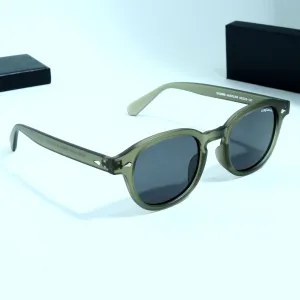 Hustler Green Black Polarized Round Sunglasses