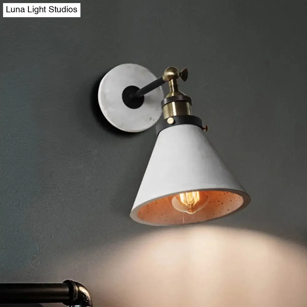 Industrial Grey Wall Mounted Light - Adjustable Cone/Cylinder/Bowl Bedroom Sconce