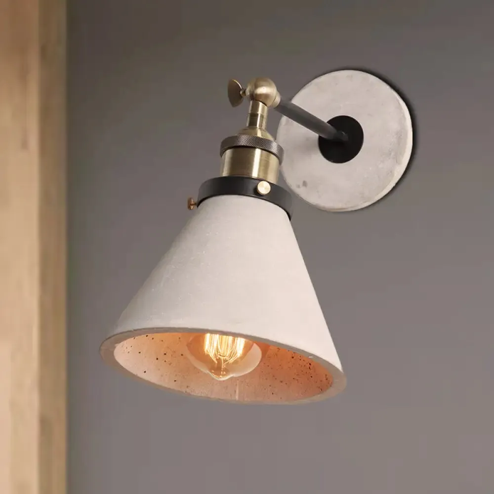 Industrial Grey Wall Mounted Light - Adjustable Cone/Cylinder/Bowl Bedroom Sconce