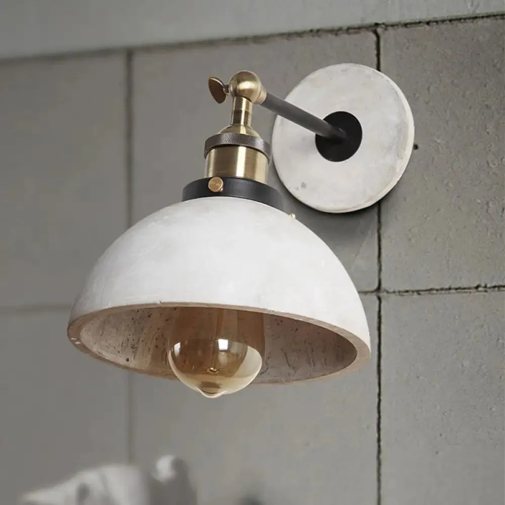 Industrial Grey Wall Mounted Light - Adjustable Cone/Cylinder/Bowl Bedroom Sconce