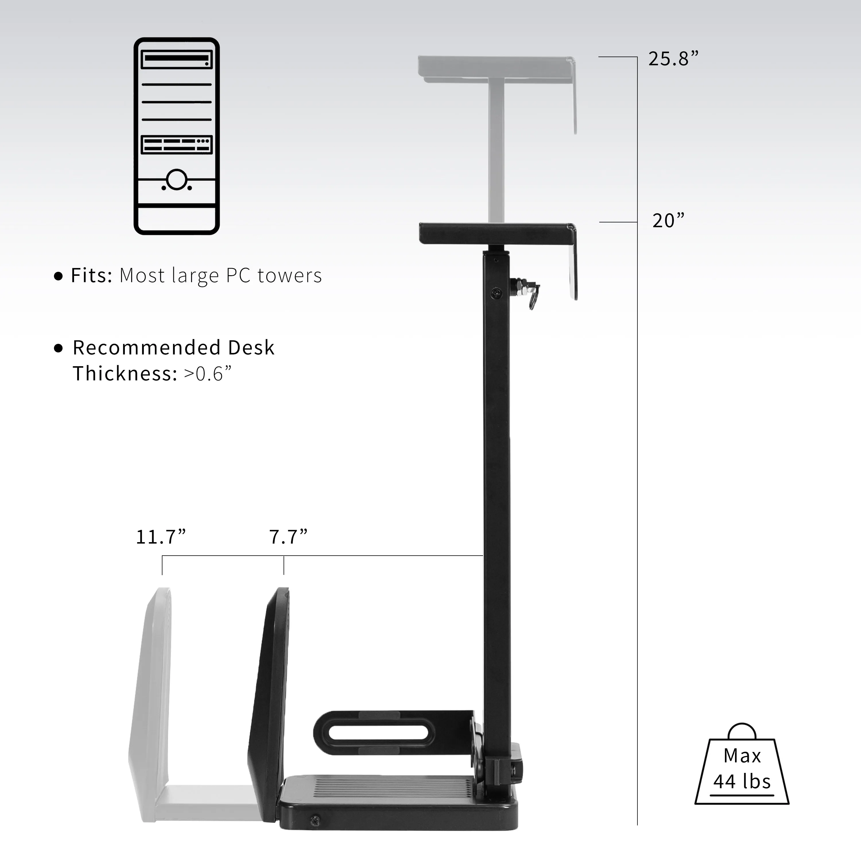 Large Under Desk PC Mount