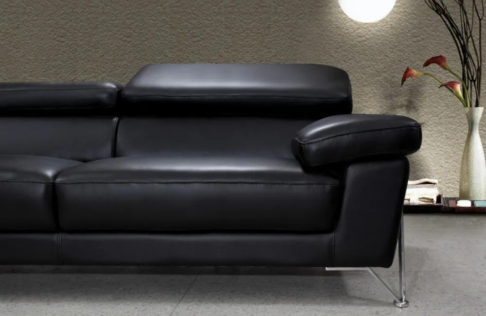 Maddison Modern Leather Sofa Set Black