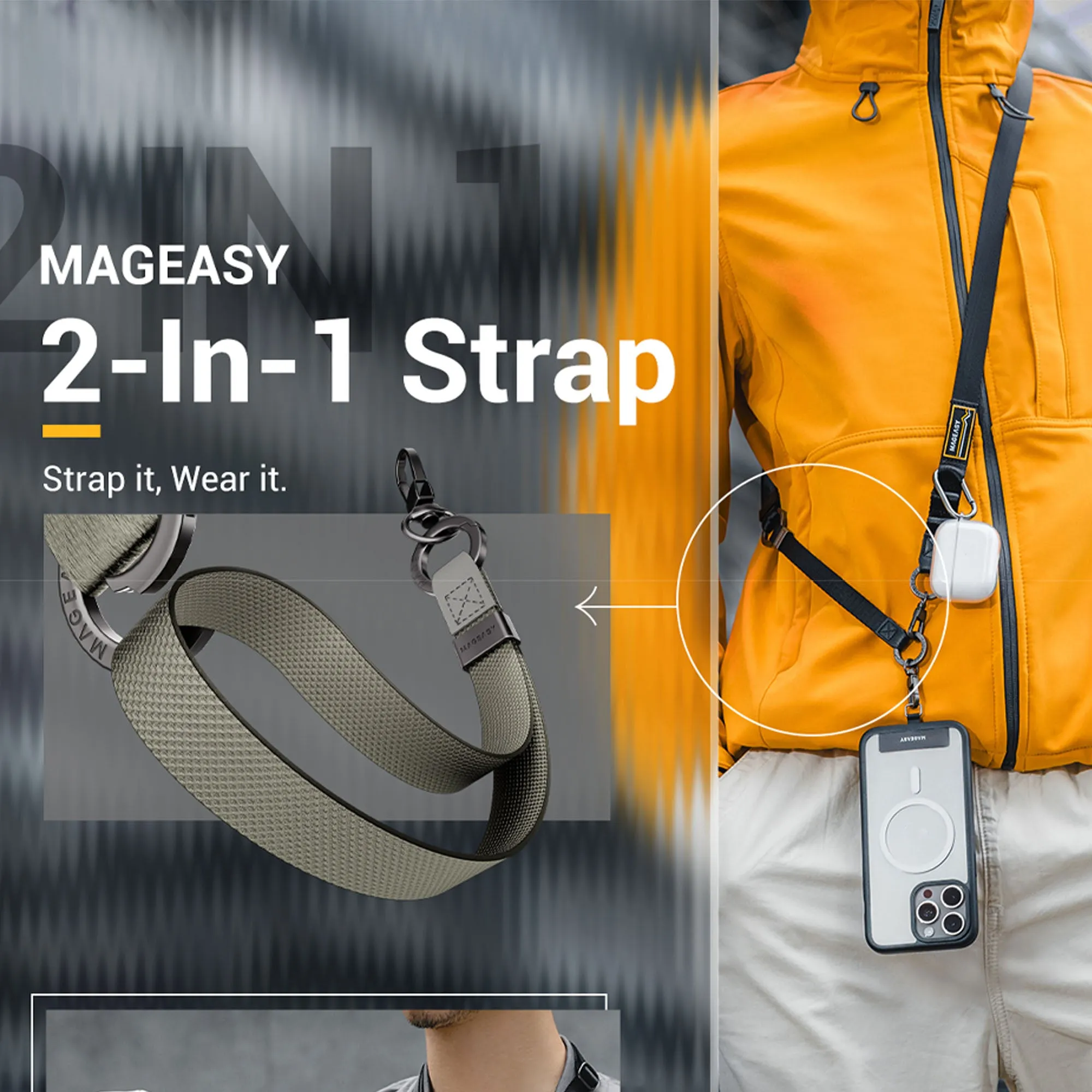 MAGEASY 2-in-1 Utility Strap ( Strap   Strap Card ) 20mm Phone Lanyard