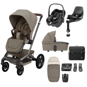 Maxi-Cosi FAME 8 Piece Complete Bundle in Twillic Truffle (Black Wheels)