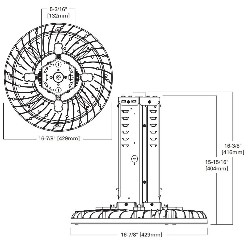 Metalux SSLED-LD5-24-W-UNV-L840-CD2-U 133W LED Round High Bay, 24000 Lumens, Wide Distribution, 120-277V, 4000K, 0-10V Dimming Driver, 2 Drivers