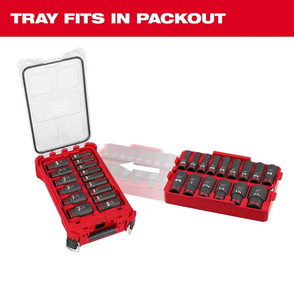 Milwaukee 49-66-6817 Shockwave Impact Duty Socket 1/2" Drive 15-Piece SAE Tray Set