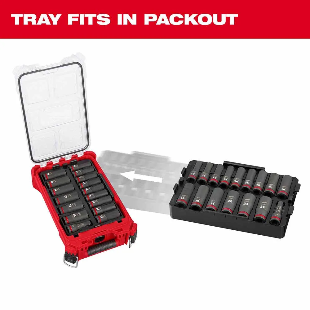 Milwaukee 49-66-6818 Shockwave Impact Duty Socket 1/2" Drive 16-Piece MM Tray Set