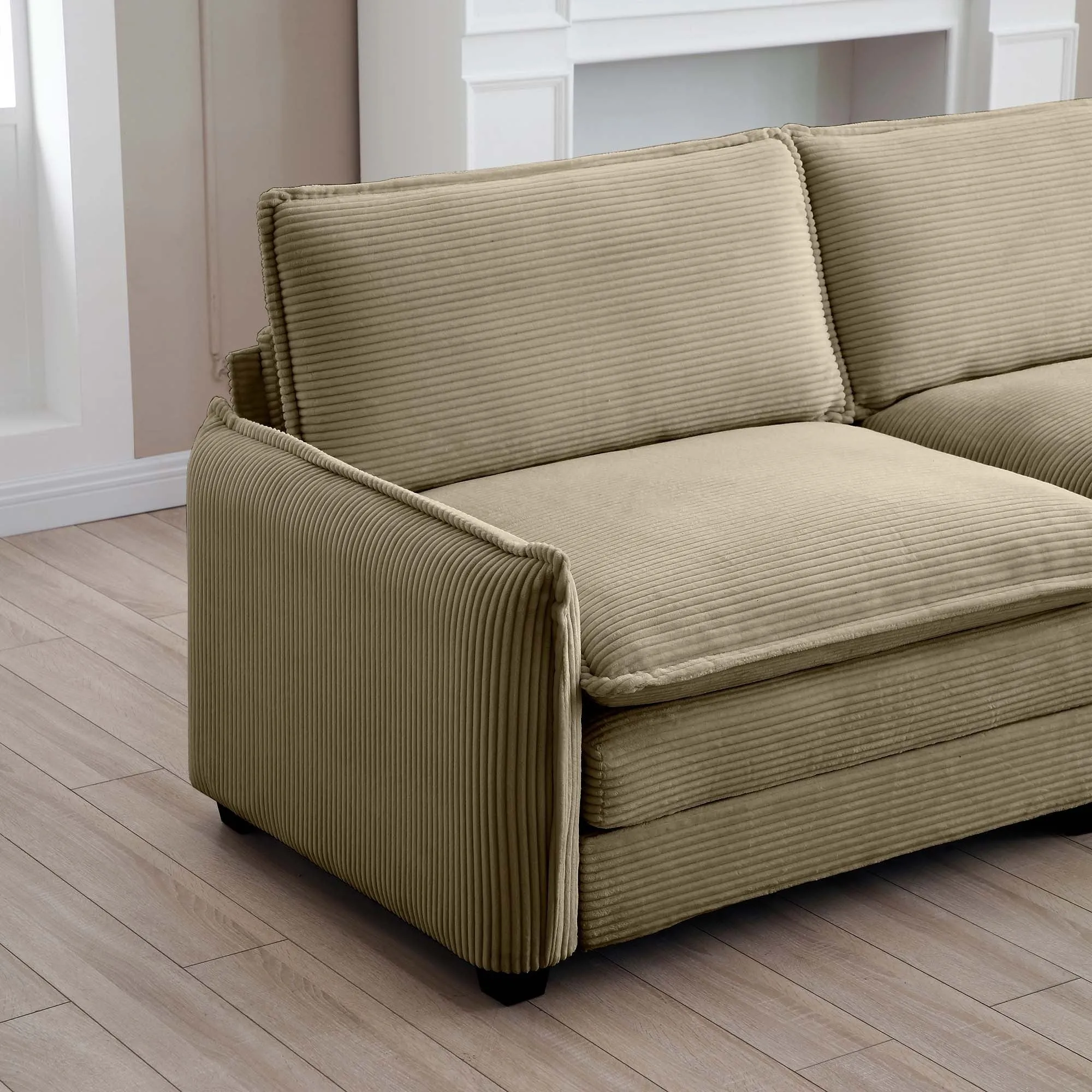 Modern Living Room Sofa Two Pieces Set, Suitable for Living room and Small Apartment , 2 Pieces Sofa Set Consists of a Single Seat Sofa and a 2-Seater Sofas,Tan Corduroy