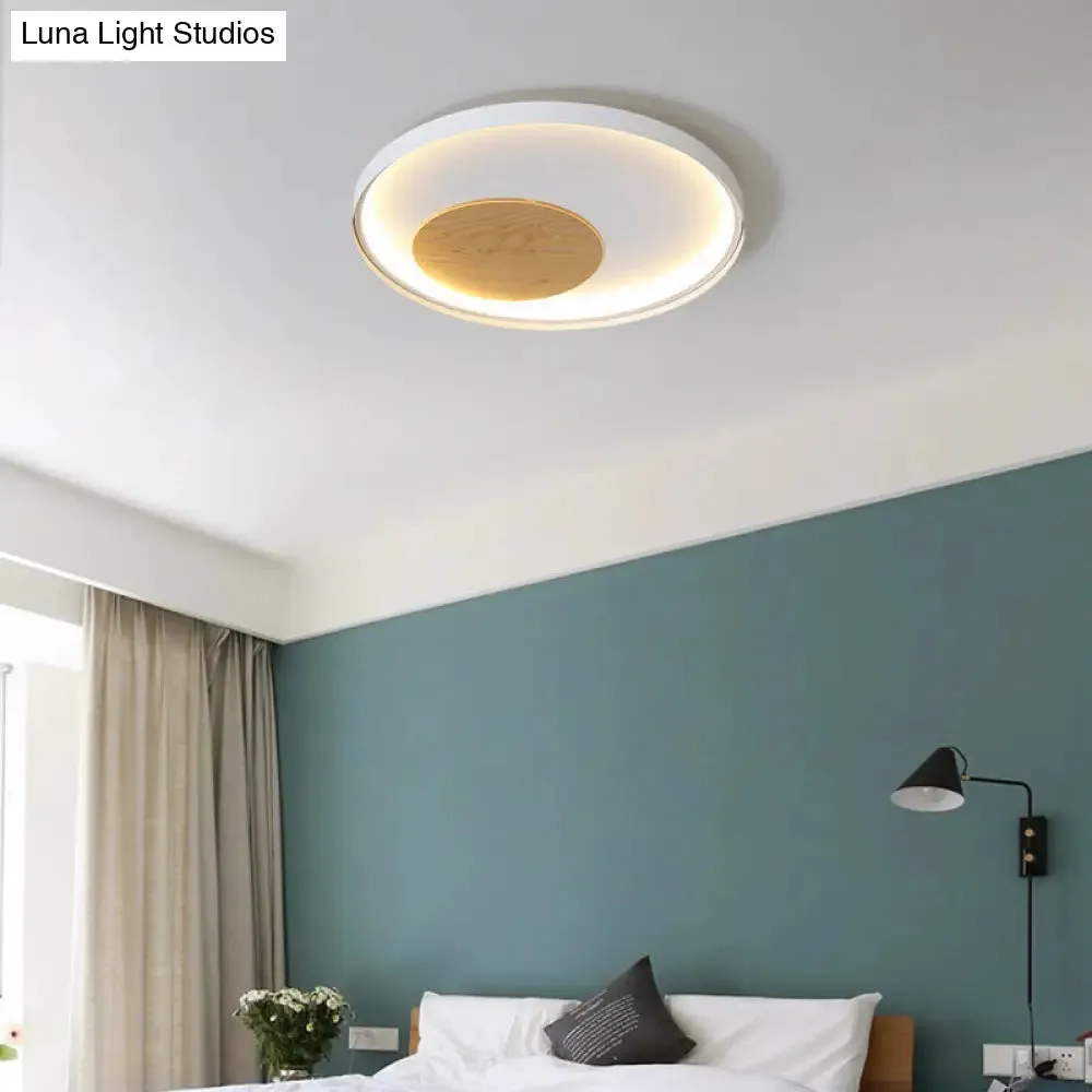 Modern Minimalist Disk Metal Ceiling Light Fixture - White/Black - LED Flush Mount - 12"/16"/19.5" Wide - Natural Light/Remote Control Dimming