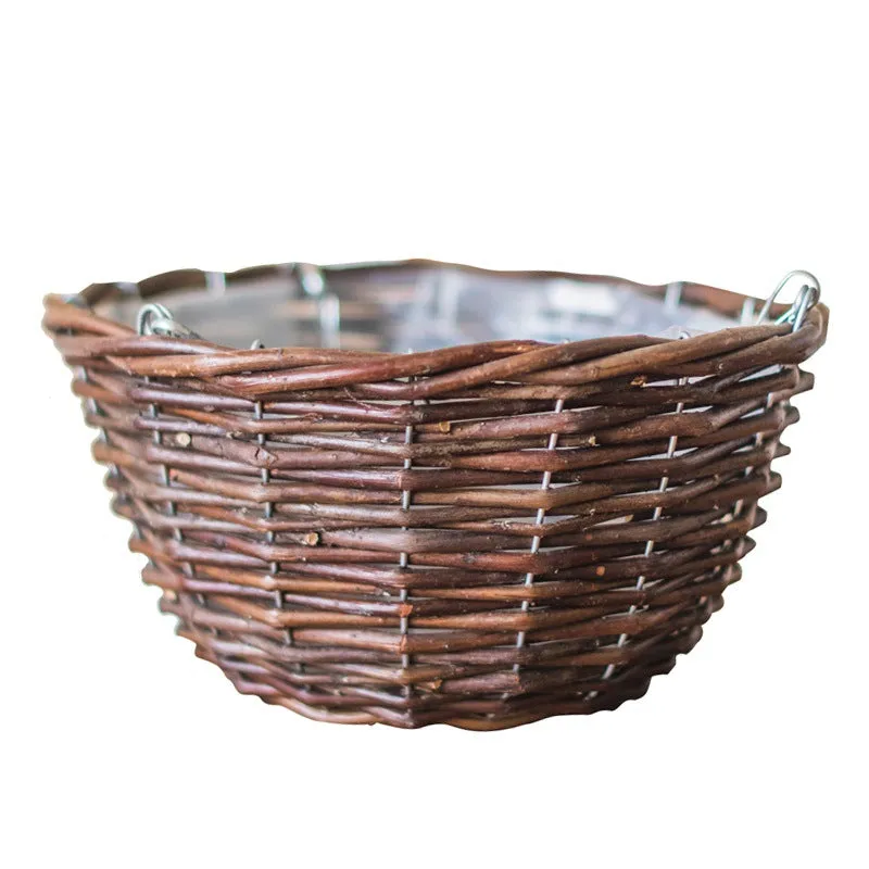 Natural wicker hanging basket flower pot