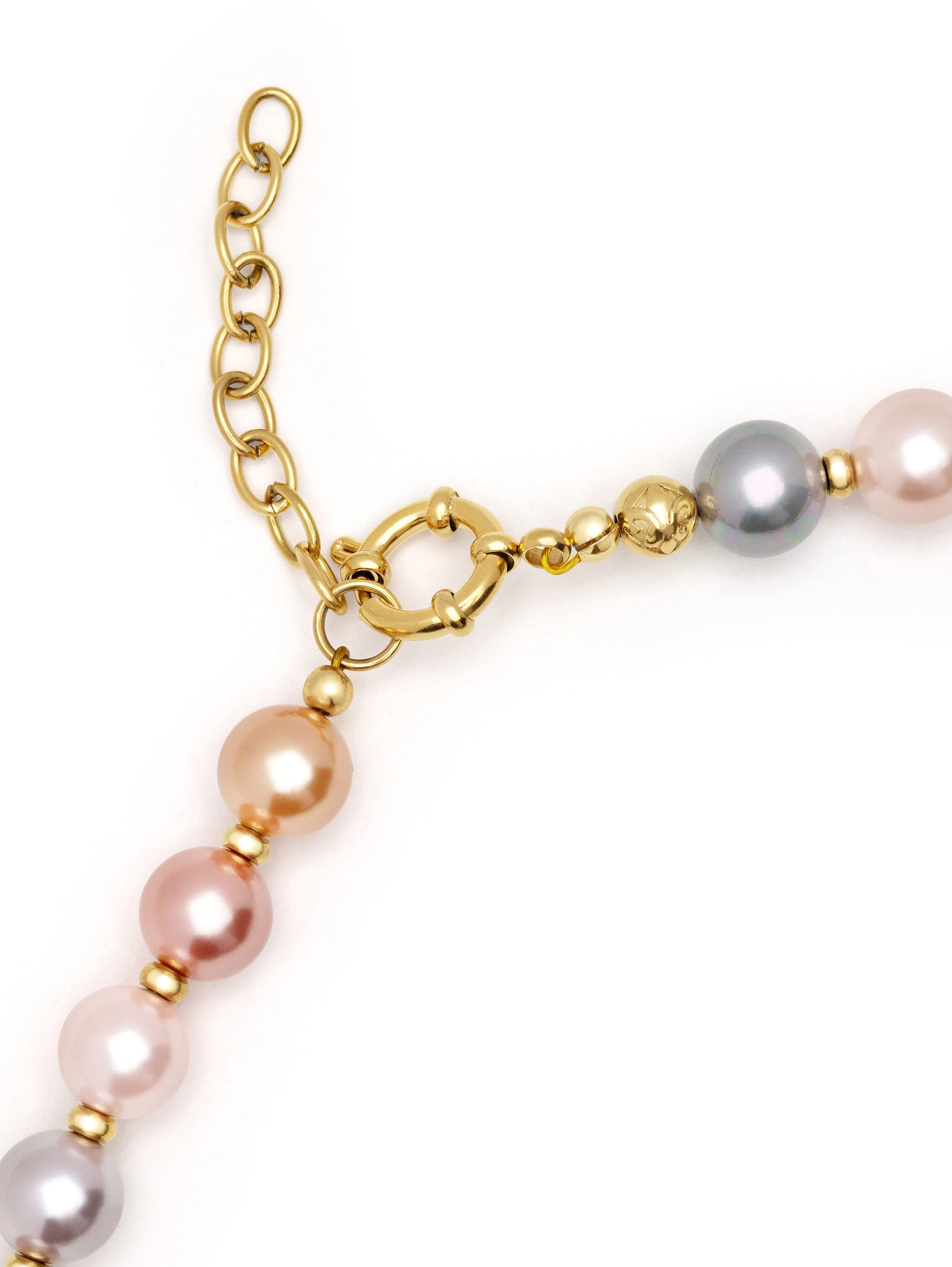 Pastel Pearl Necklace with Gold