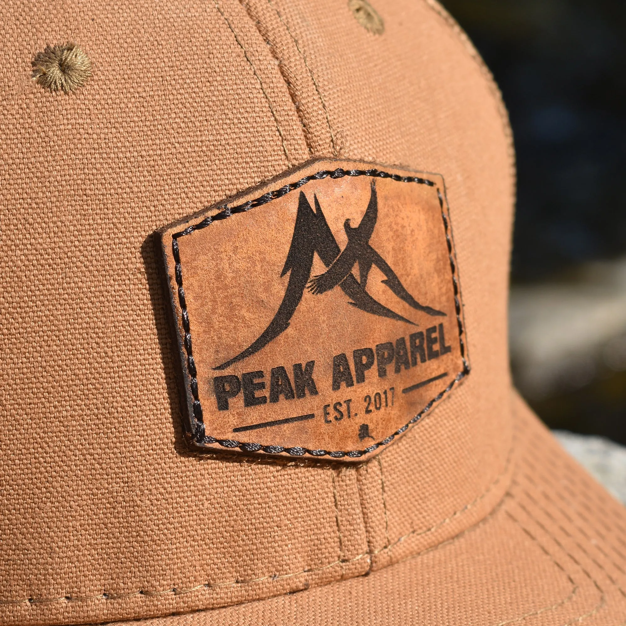 Peak Apparel Logo Leather Patch Hat - DUK Brown