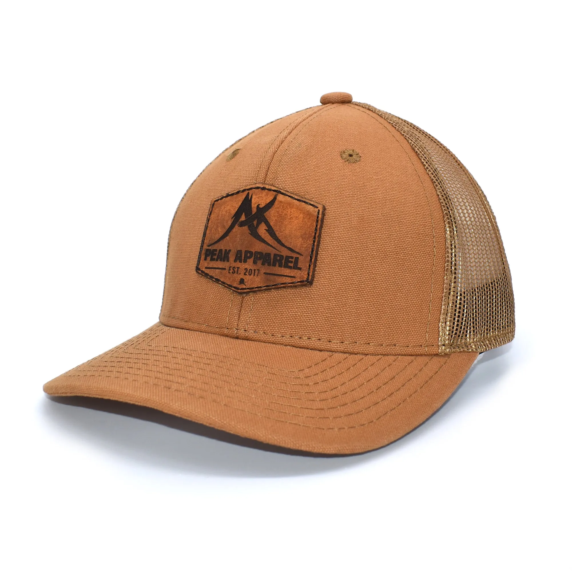 Peak Apparel Logo Leather Patch Hat - DUK Brown