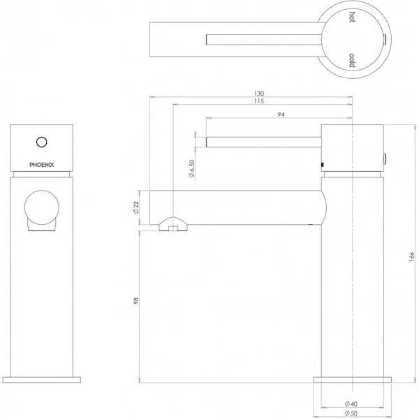 Phoenix Vivid Slimline Basin Mixer Chrome