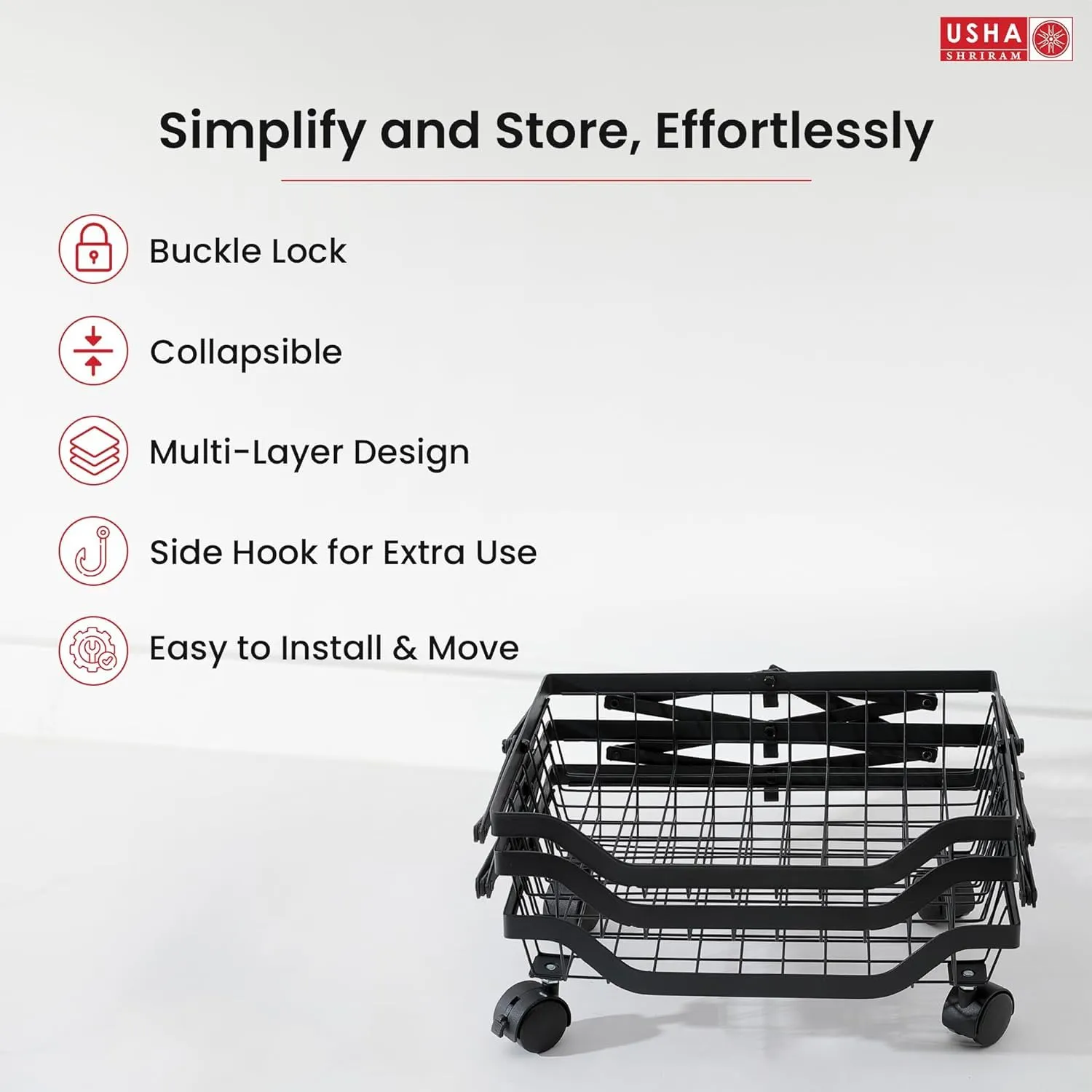 Plantex Kitchen Trolley with Wheels/Fruit Trolley for Kitchen/Vegetables Rack for Kitchen/Vegetable Basket for Kitchen Steel/Rust-Resistant/Unbreakable (3 Layer)