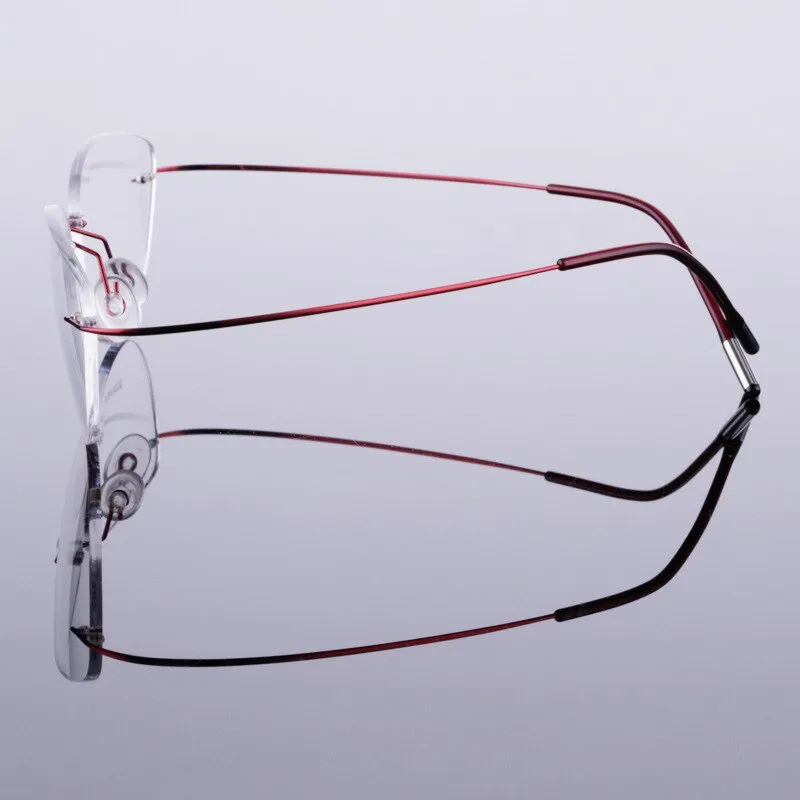 Reven Jate Unisex Rimless Oval Cat Eye Titanium Eyeglasses 20003