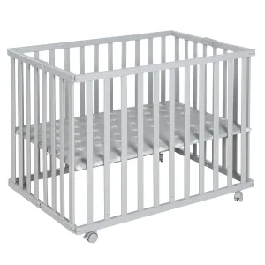 Roba Wooden Foldable Cot Bed 74 x 100 cm (Grey)