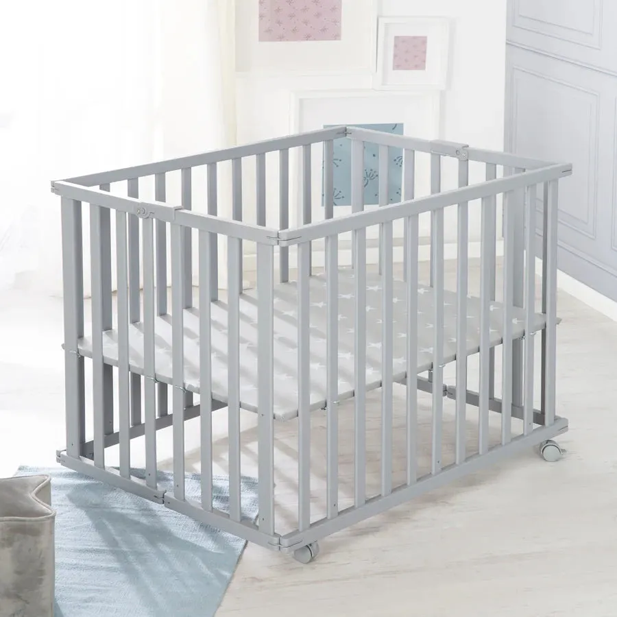 Roba Wooden Foldable Cot Bed 74 x 100 cm (Grey)