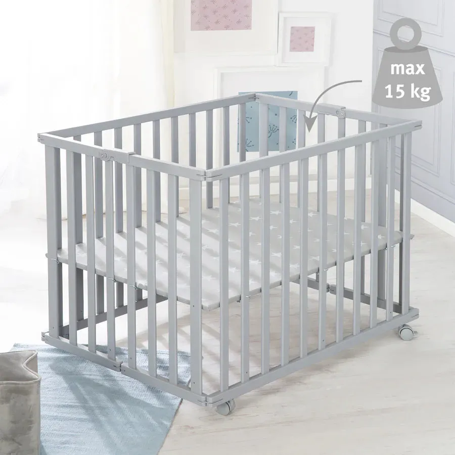 Roba Wooden Foldable Cot Bed 74 x 100 cm (Grey)