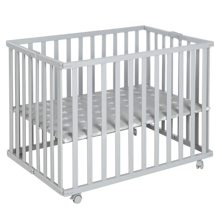 Roba Wooden Foldable Cot Bed 74 x 100 cm (Grey)