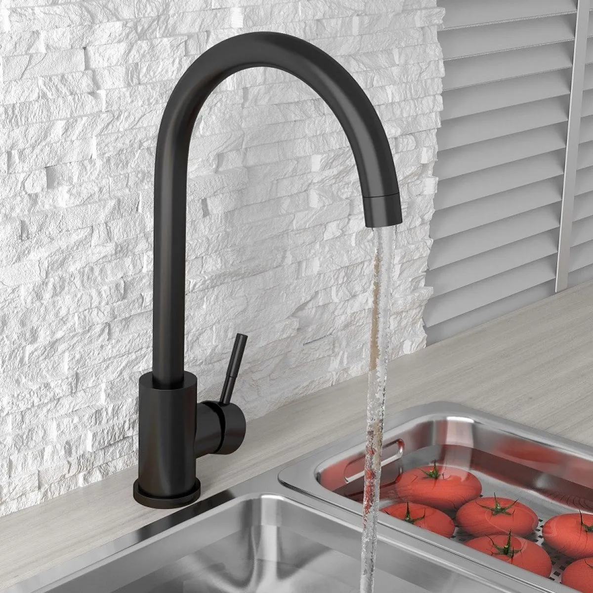 Scudo Core Kitchen Tap with Lever Handle in Matt Black