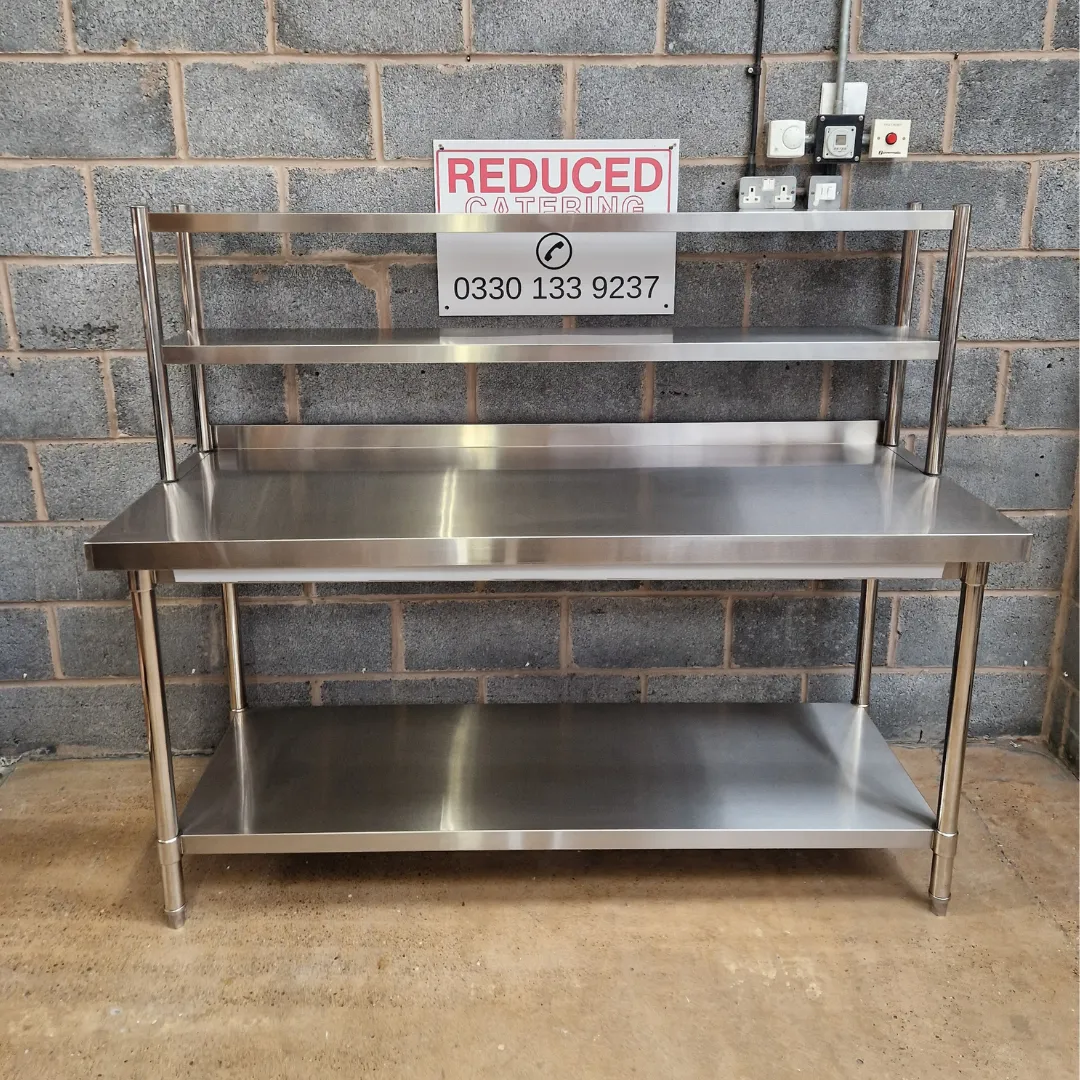 Stainless Steel Wall Prep table - 1800x700x900mm (WxDxH) With Double Chefs Gantry