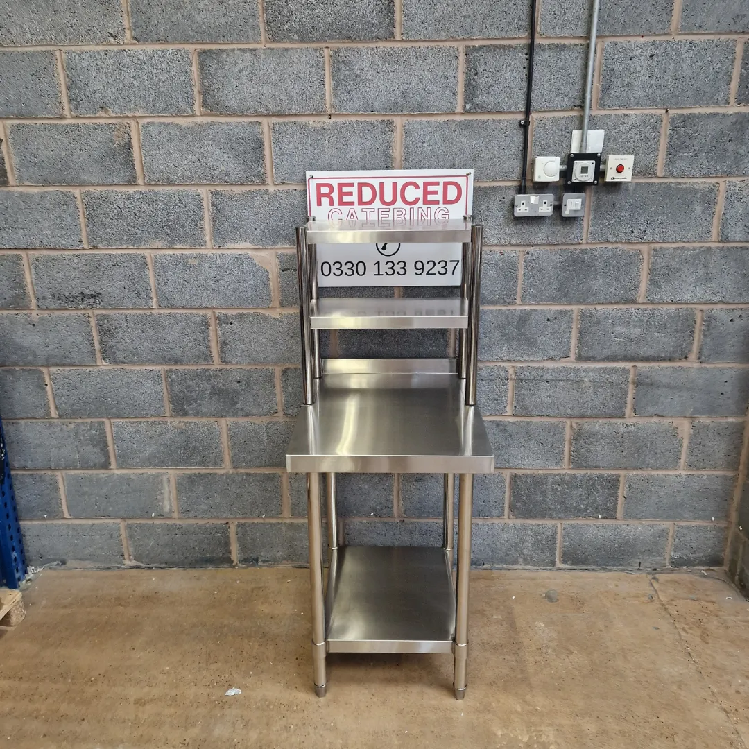 Stainless Steel Wall Prep table - 600x600x900mm (WxDxH) With Double Chefs Gantry