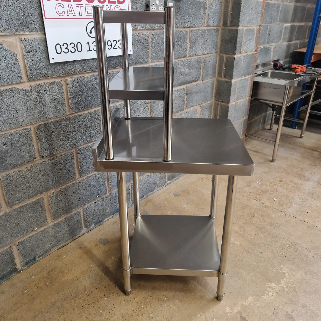 Stainless Steel Wall Prep table 600x700x900mm (WxDxH) With Double Chefs Gantry