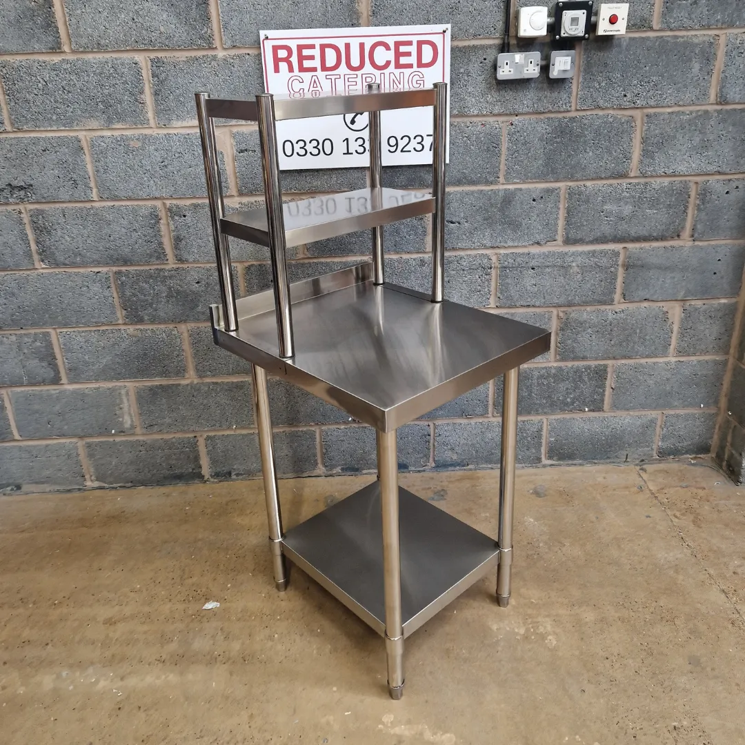 Stainless Steel Wall Prep table 600x700x900mm (WxDxH) With Double Chefs Gantry