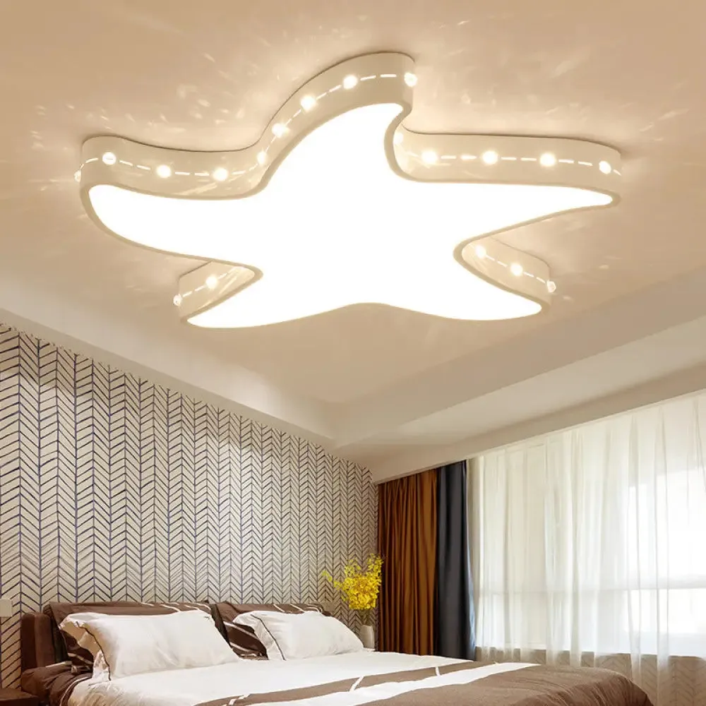 Stylish LED Ceiling Lamp in White for Baby Room with Starfish Design