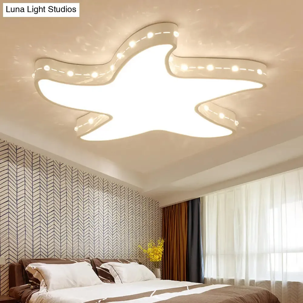 Stylish LED Ceiling Lamp in White for Baby Room with Starfish Design