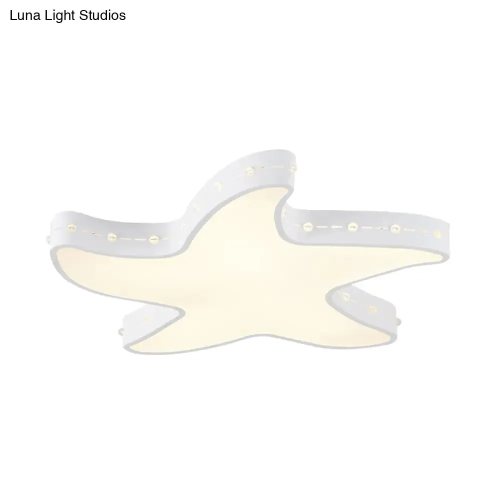 Stylish LED Ceiling Lamp in White for Baby Room with Starfish Design