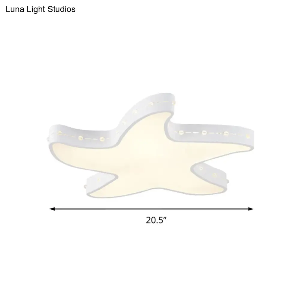 Stylish LED Ceiling Lamp in White for Baby Room with Starfish Design