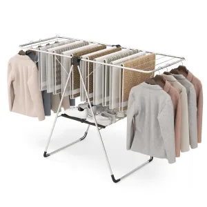 Tangkula Collapsible Clothes Drying Rack, 2-Level Folding Aluminum Drying Rack