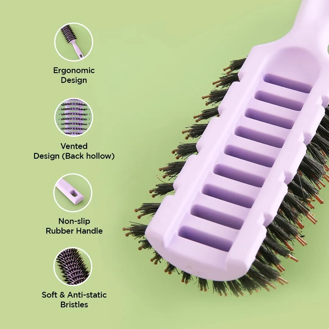 UMAI Round Vented Hair Brush | Purple | Pain Free Detangling Comb For Men and Women Quick Drying | Hair Brush for Women - 1 Pack