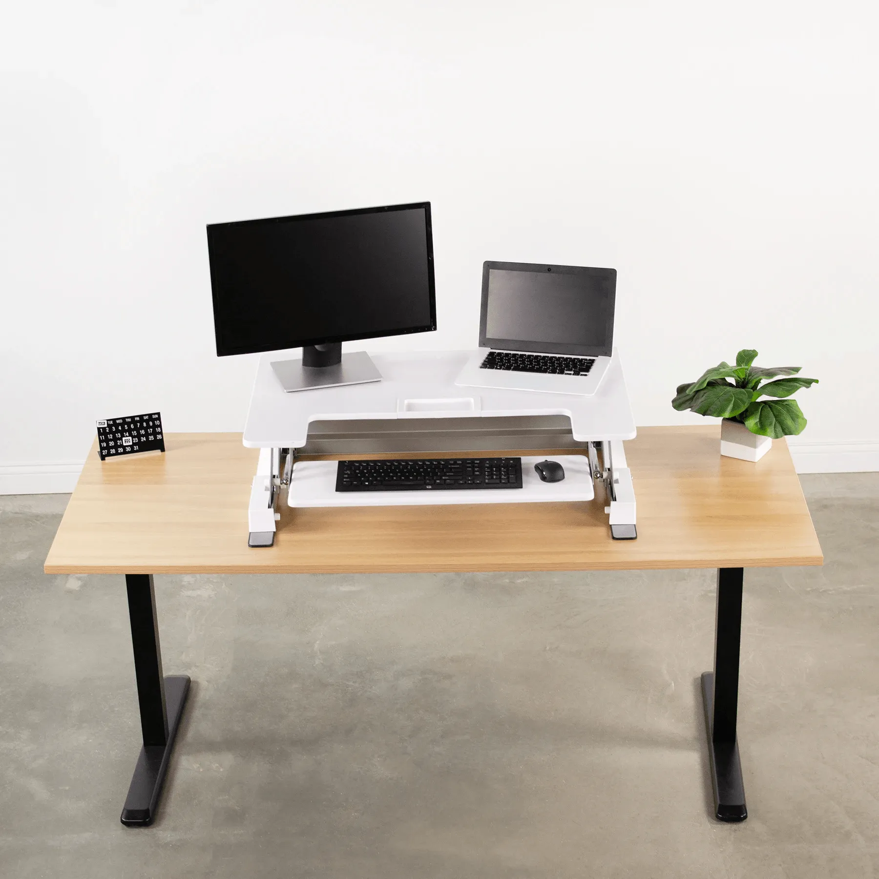 VIVO 36" White Height-Adjustable Standing Desk Monitor Riser Tabletop, DESK-V000W