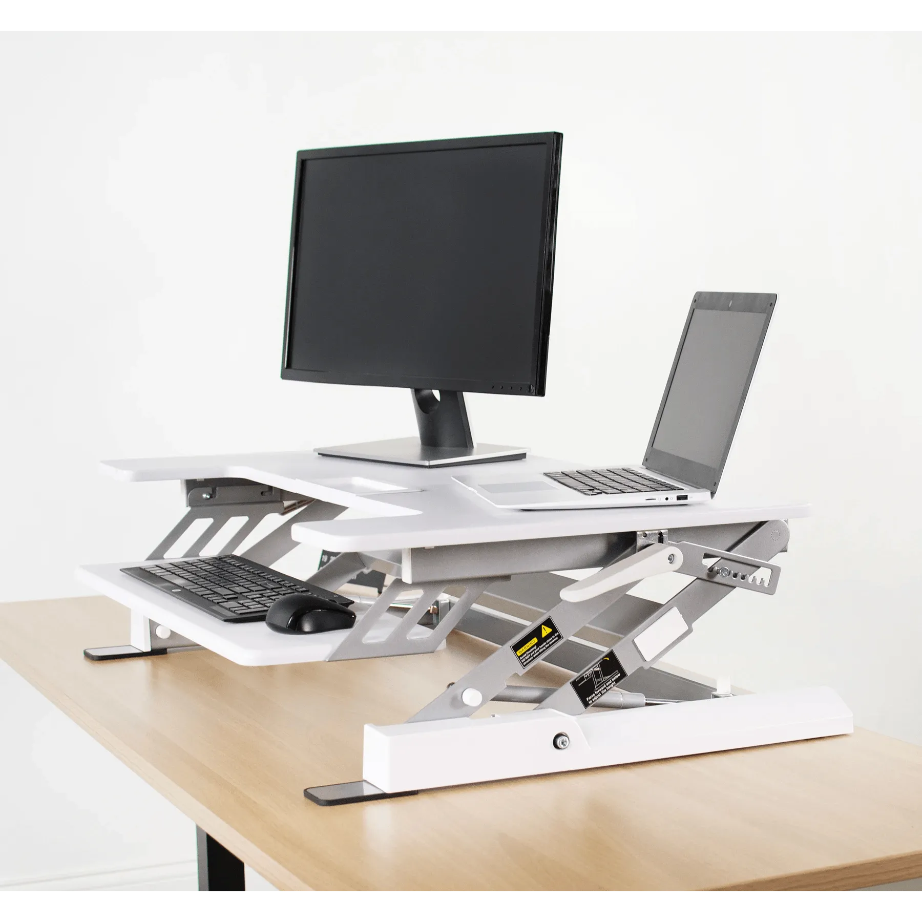 VIVO 36" White Height-Adjustable Standing Desk Monitor Riser Tabletop, DESK-V000W