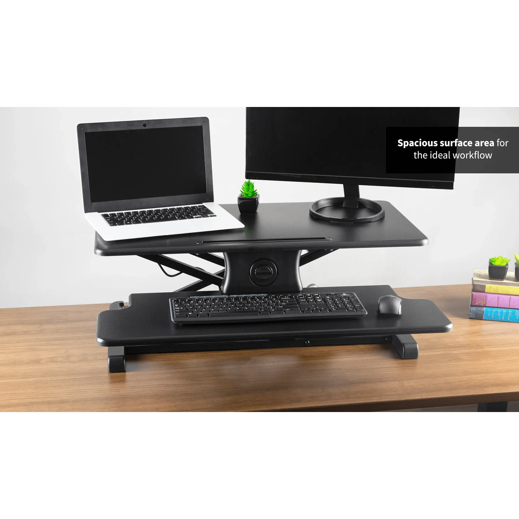 VIVO Black Electric Height Adjustable Standing Desk Riser Workstation, DESK-V001KE