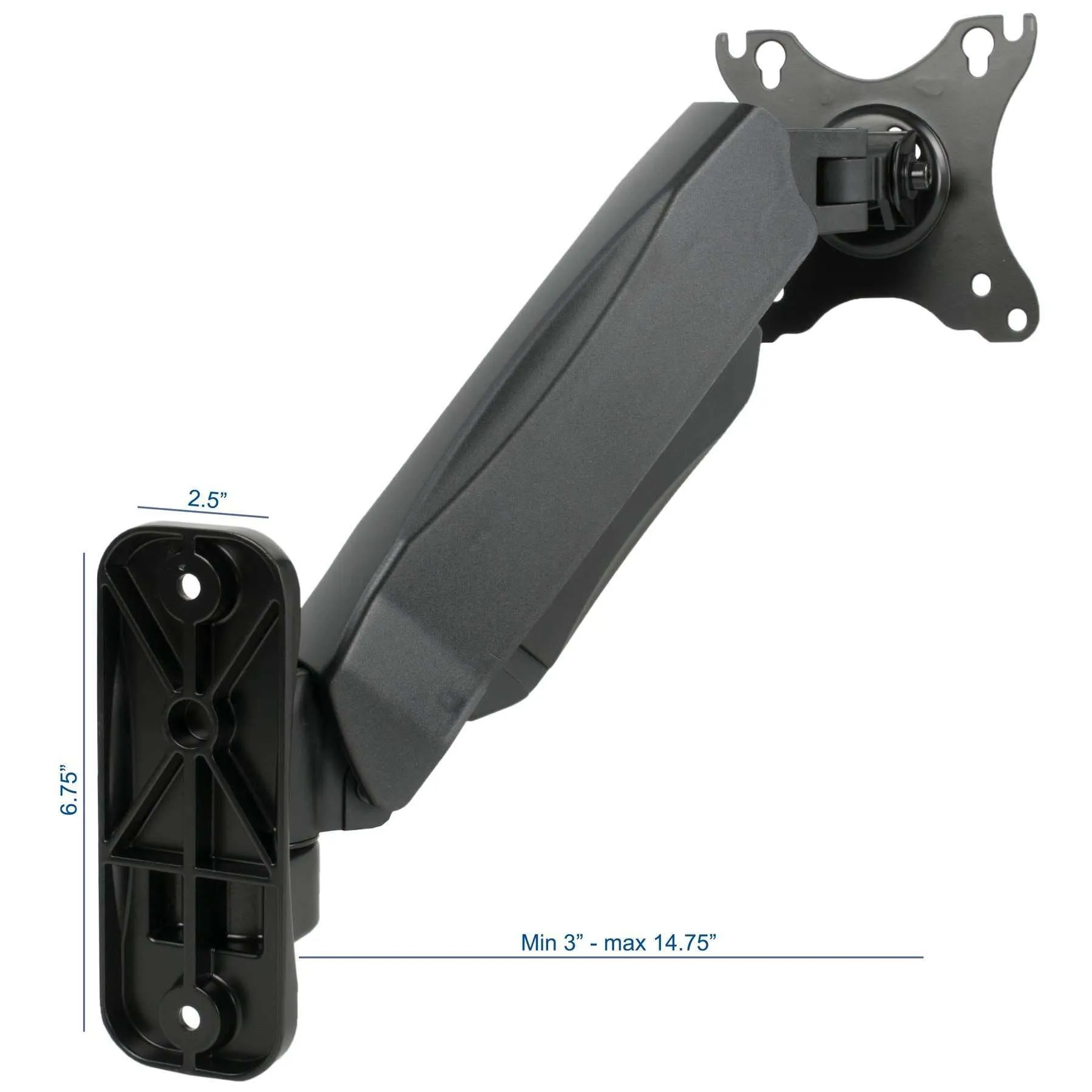 VIVO Pneumatic Arm Single Monitor Wall Mount, MOUNT-V001A