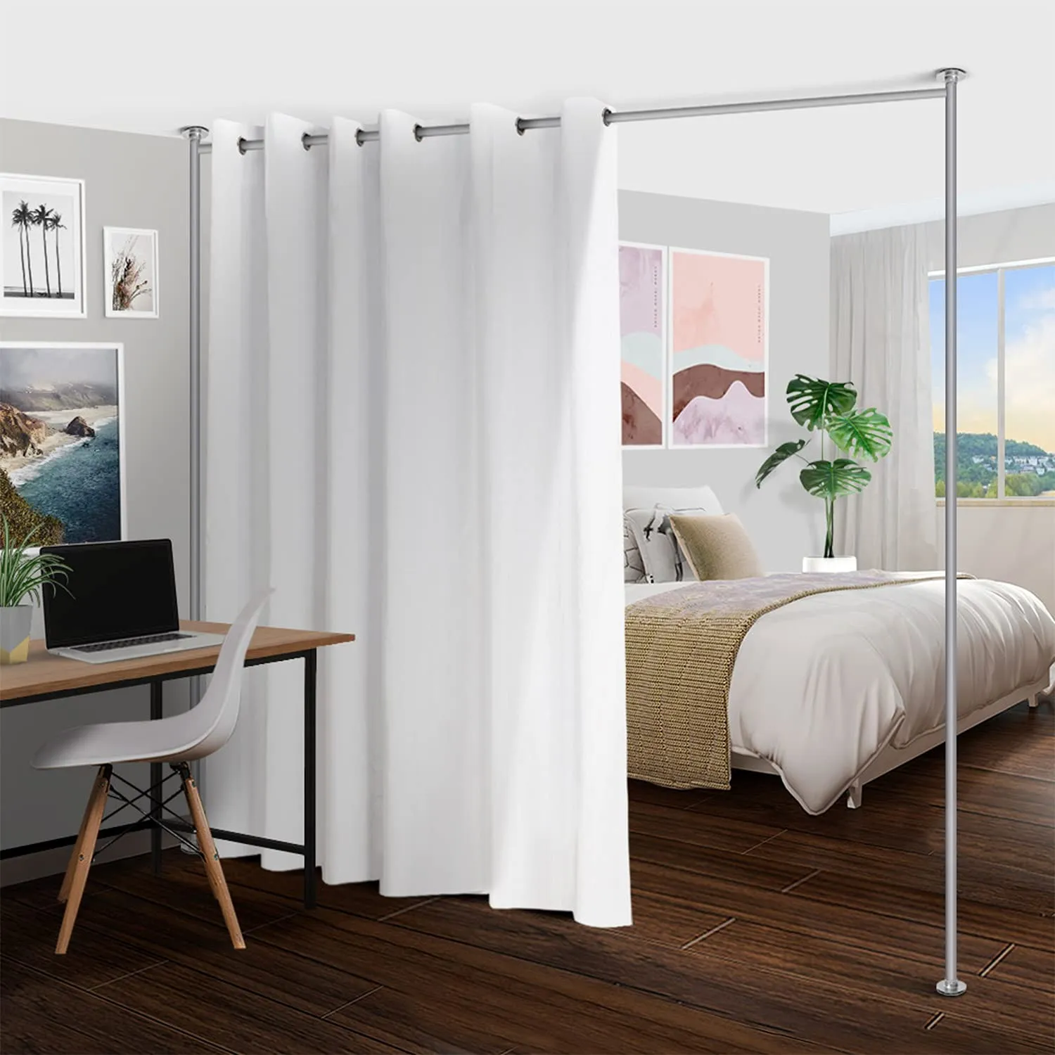 Zenfinit Curtain Divider Stand Freestanding Vertical Teon Stand